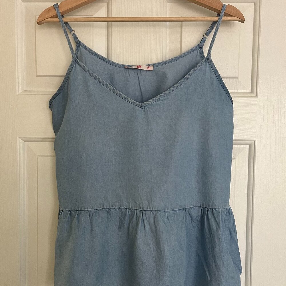 Lightweight denim peplum top